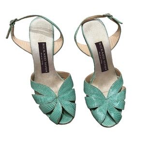 Aqua Snakeprint Heels